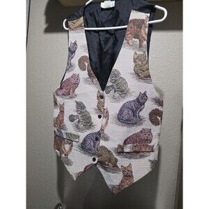 Ivy Club Vintage Tapestry Cat Vest 90s Women's Size 22 W
